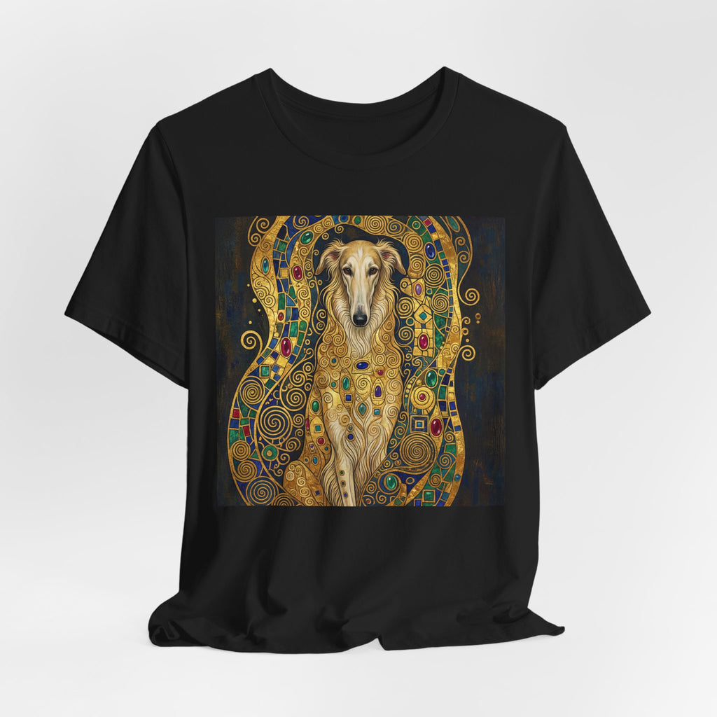 Klimt Style Irish Wolfhound T-Shirt — Gold Mosaic Art Print