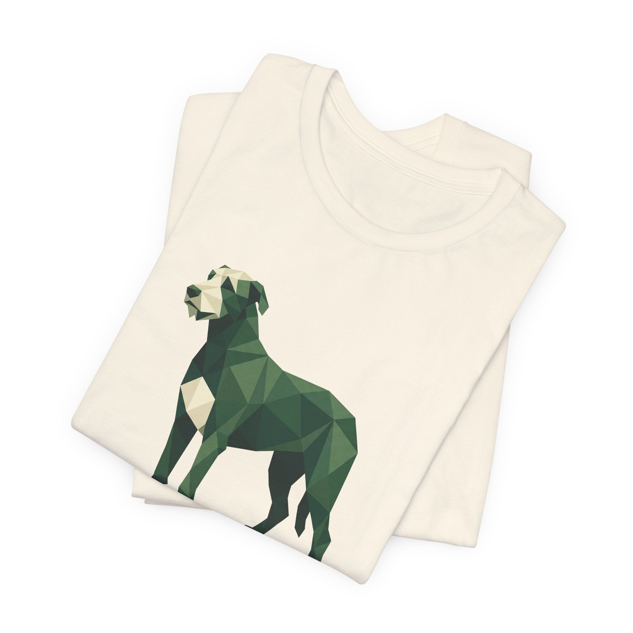 Irish Wolfhound Low Poly T-Shirt — Deep Forest Green Geometric Art Print