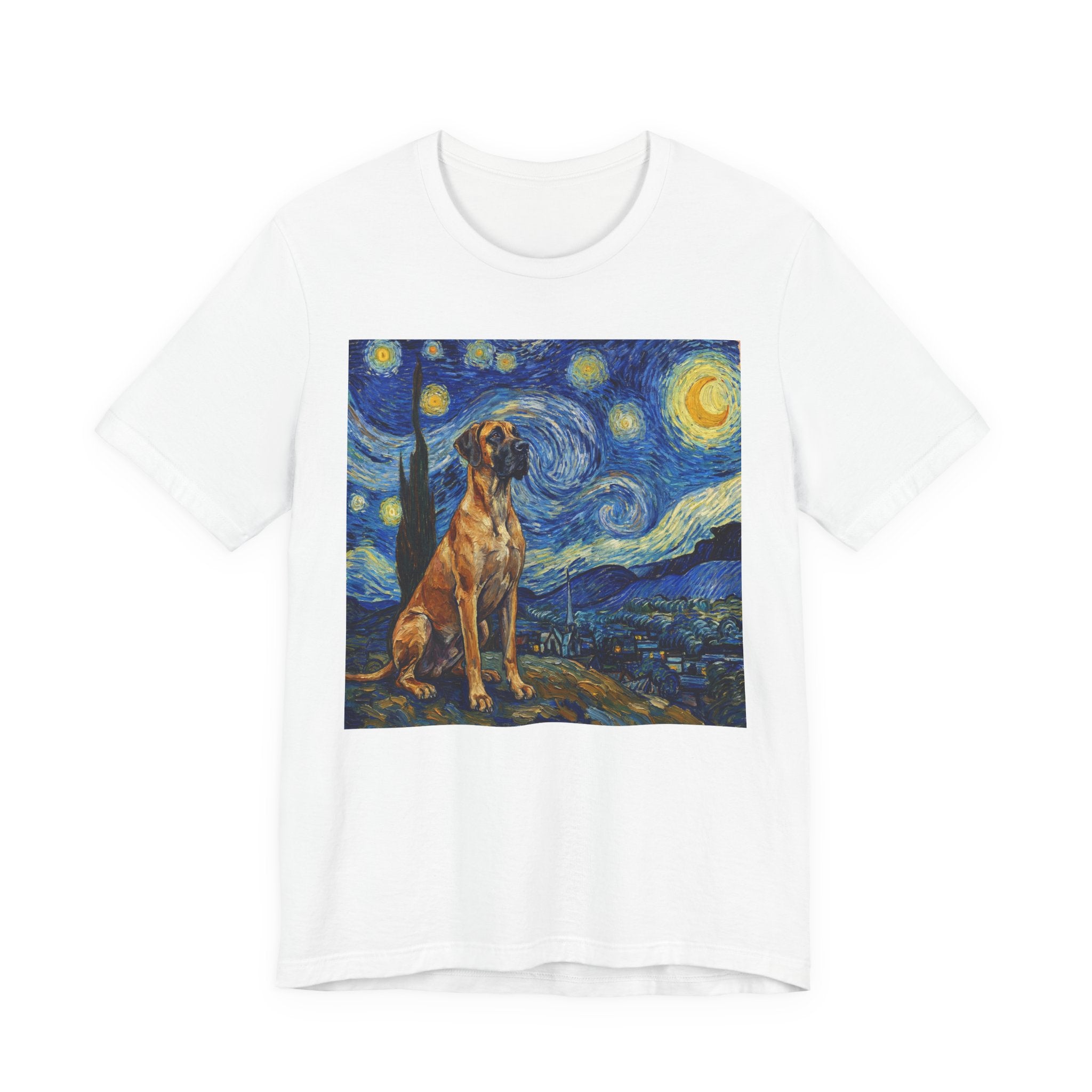 Van Gogh Style Great Dane T-Shirt — Starry Night Inspired Art Print