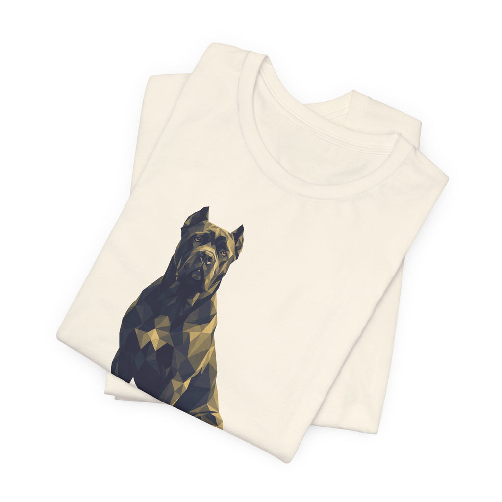 Cane Corso Low Poly T-Shirt — Dark Slate & Gold Geometric Art Print