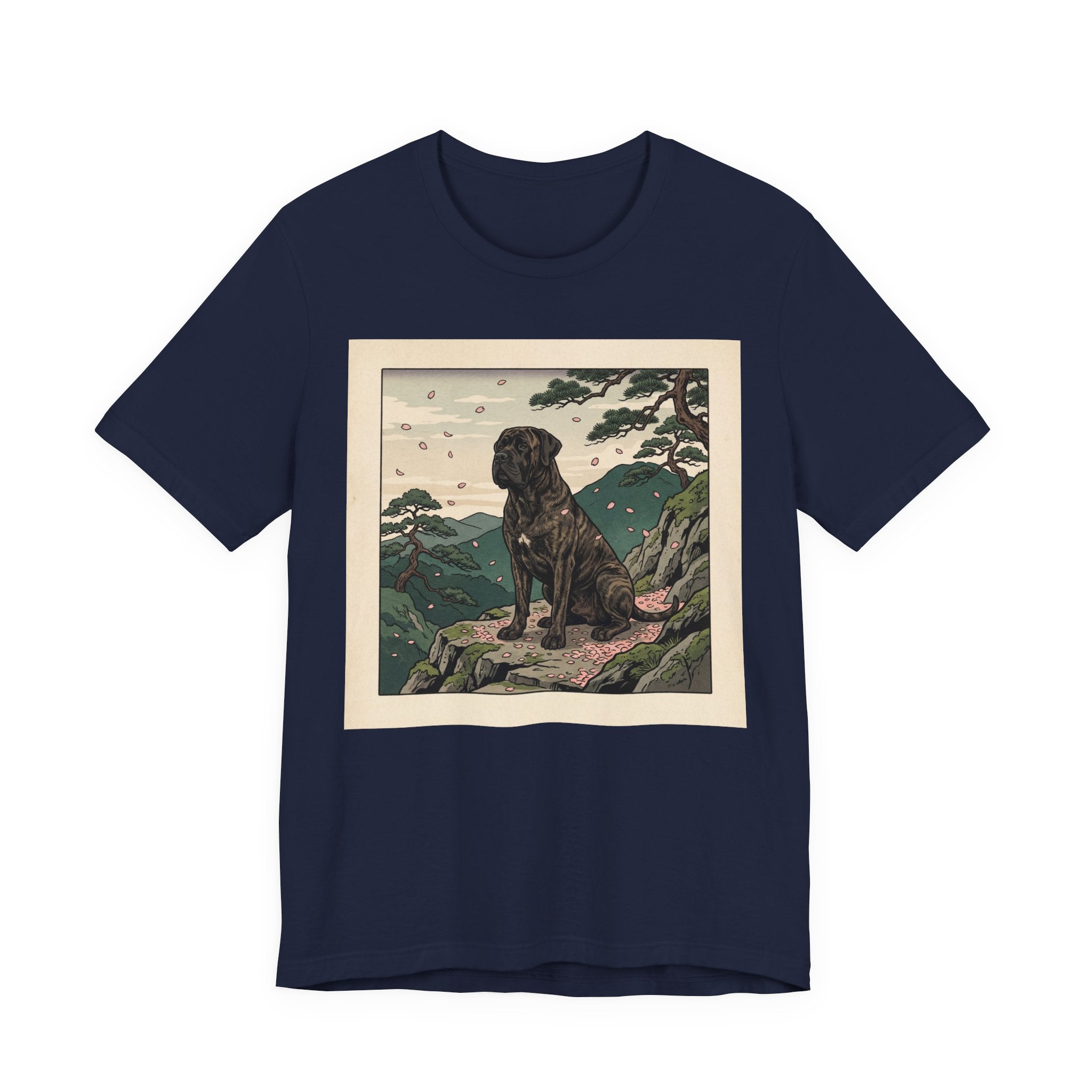 Hiroshige Style Cane Corso T-Shirt — Cherry Blossom Mountain Art Print
