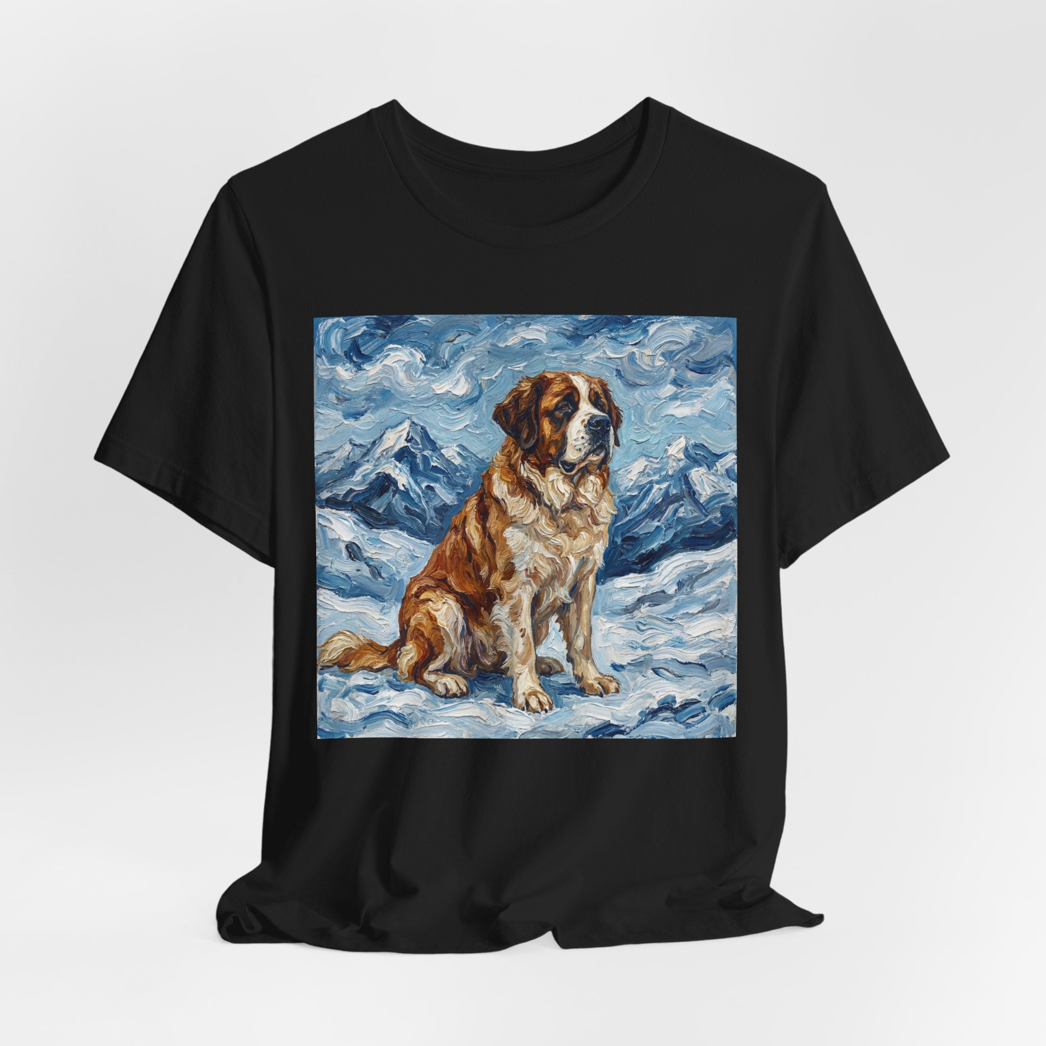 Van Gogh Style Saint Bernard T-Shirt — Alpine Snow Art Print