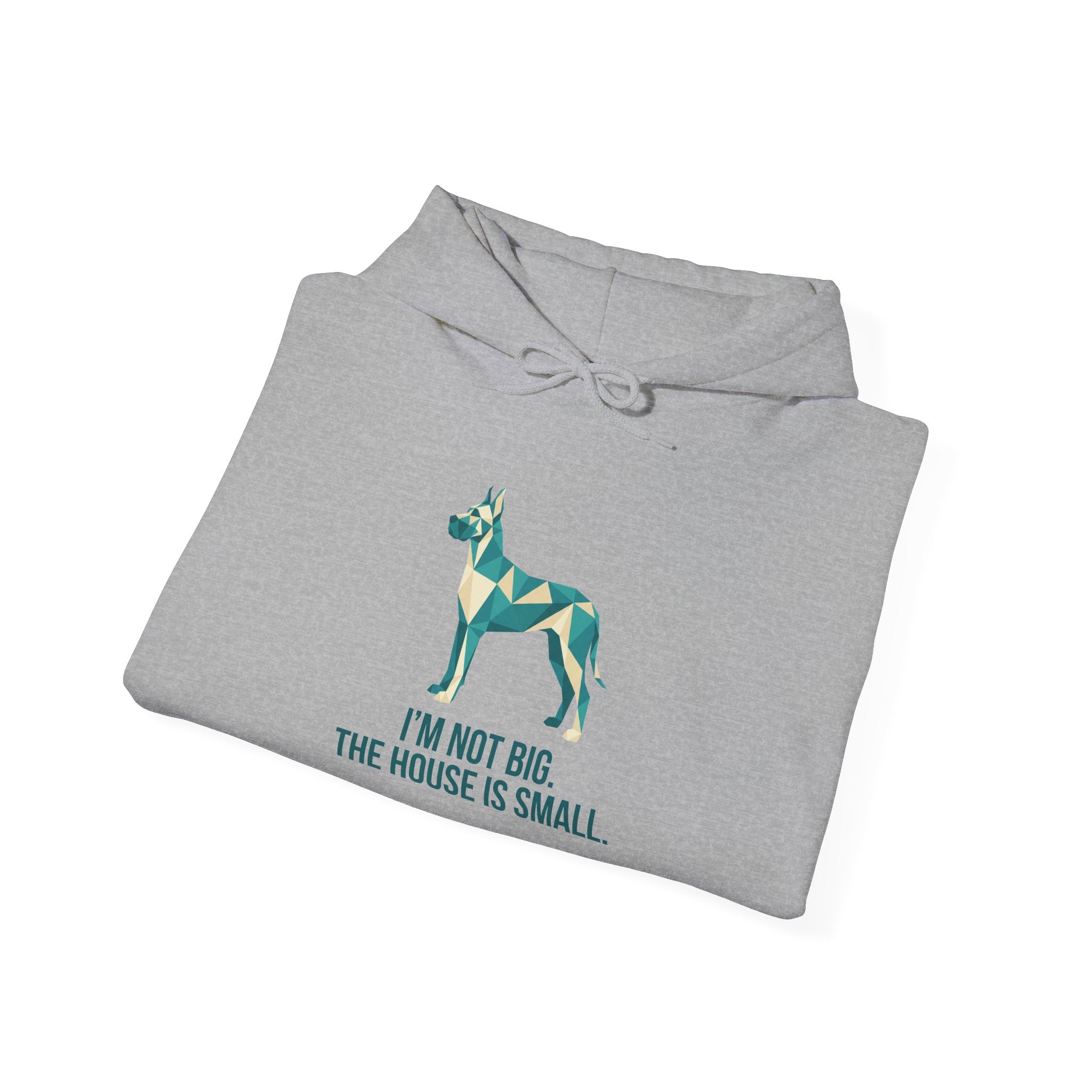 Great Dane Low Poly Hoodie — Teal & Cream Geometric Art Print