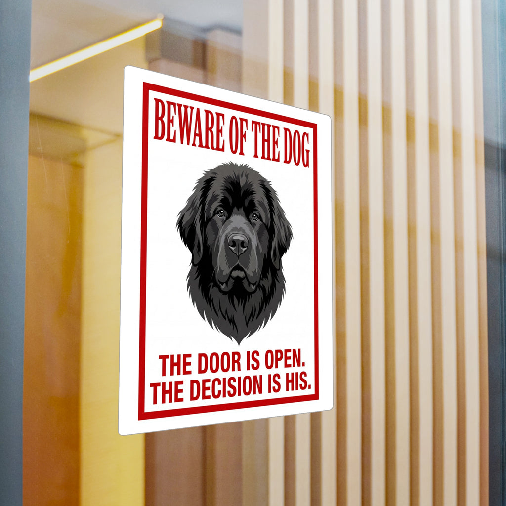 Beware of Newfoundland Sign – Bold Red Border Outdoor Vinyl Decal – detail view