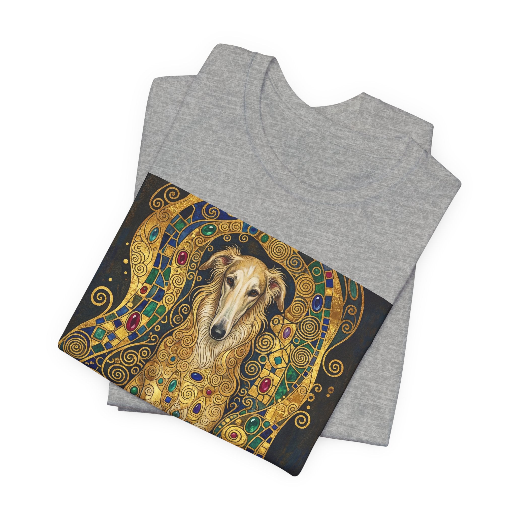 Klimt Style Irish Wolfhound T-Shirt — Gold Mosaic Art Print