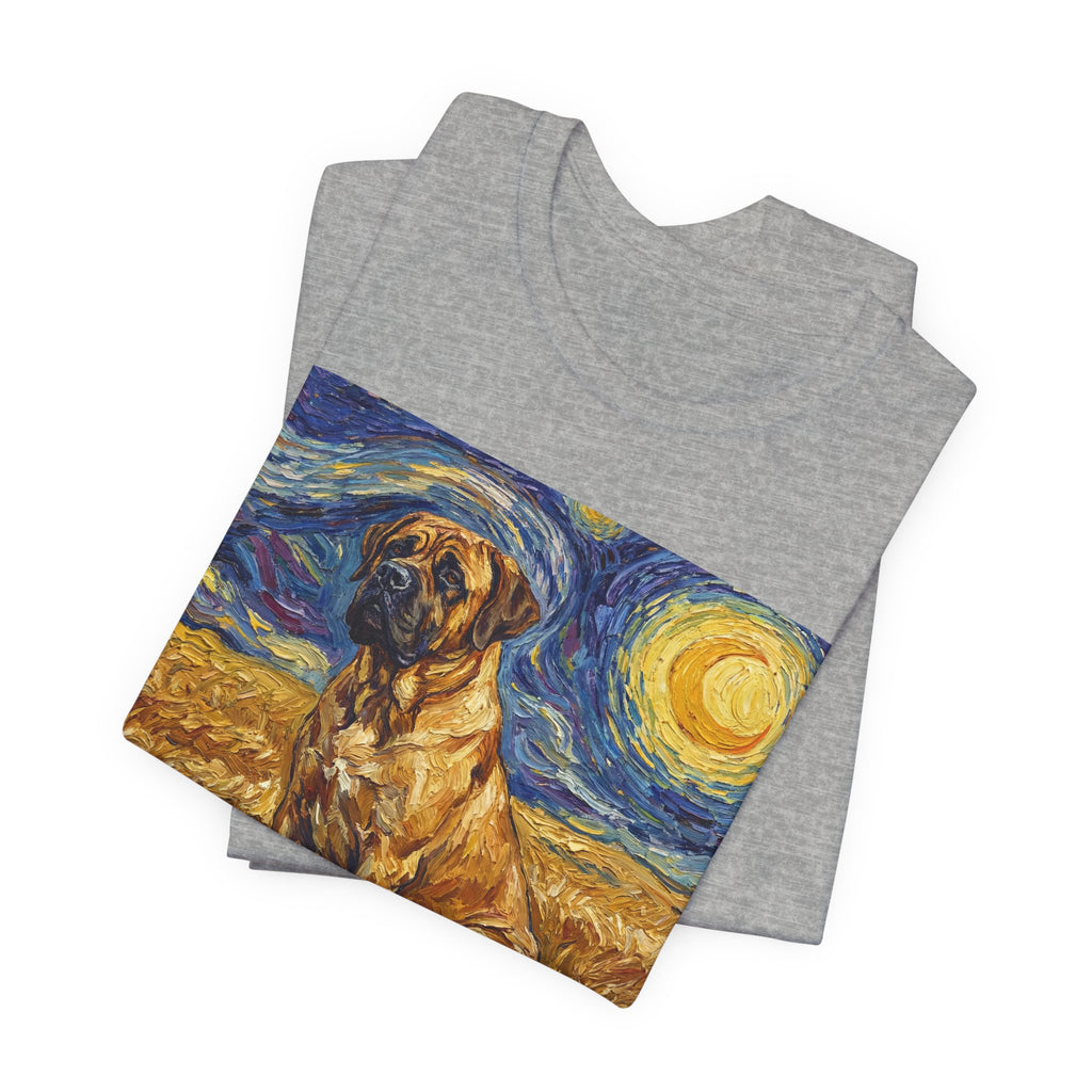 Van Gogh Style Mastiff T-Shirt — Starry Night Wheat Field Art Print