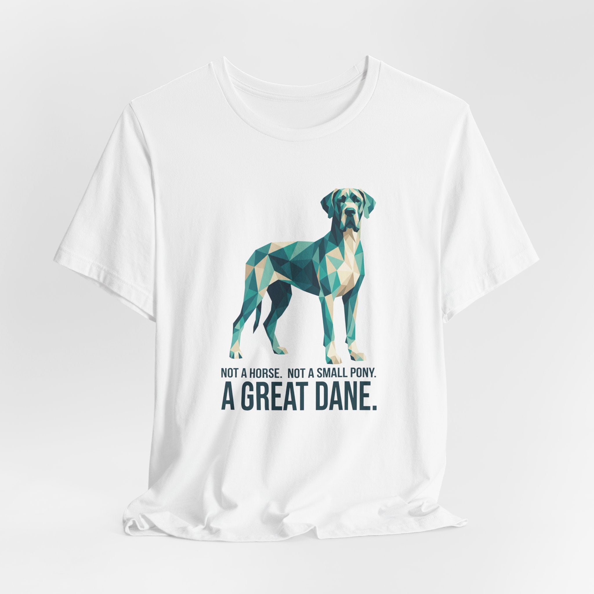 Great Dane Low Poly T-Shirt — Teal & Cream Geometric Art Print