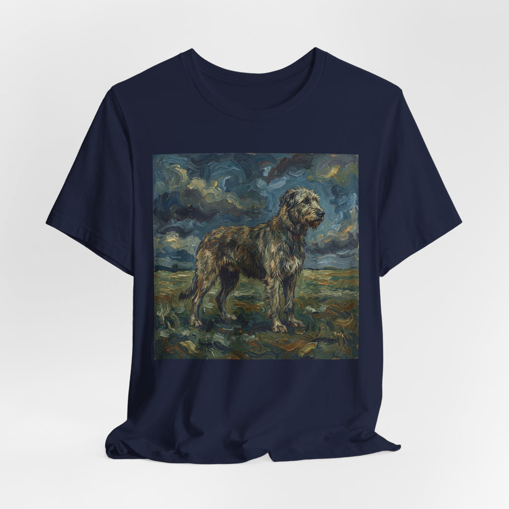 Van Gogh Style Irish Wolfhound T-Shirt — Stormy Moorland Art Print