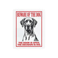 Beware of Great Dane Metal Sign – Bold Portrait Aluminum Wall Sign – side view