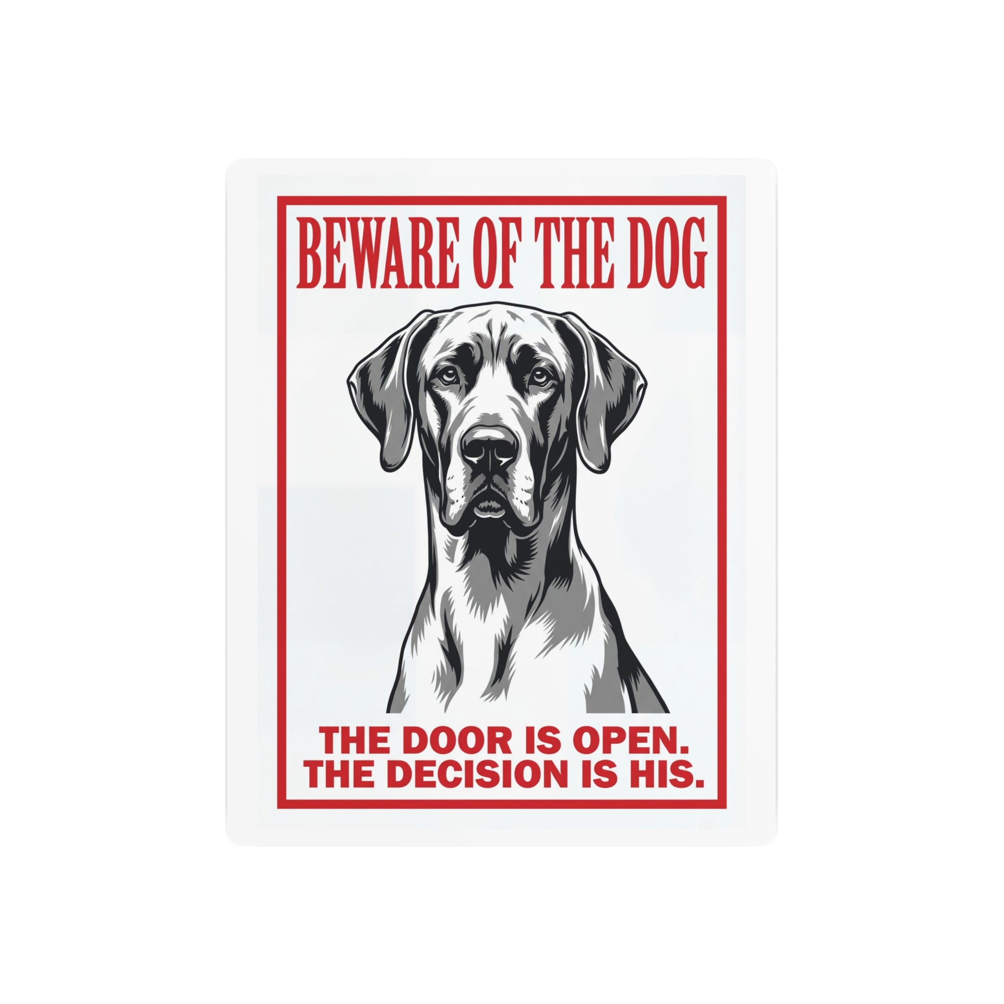 Beware of Great Dane Metal Sign – Bold Portrait Aluminum Wall Sign – side view