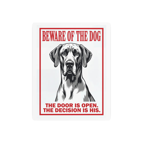 Beware of Great Dane Metal Sign – Bold Portrait Aluminum Wall Sign – side view
