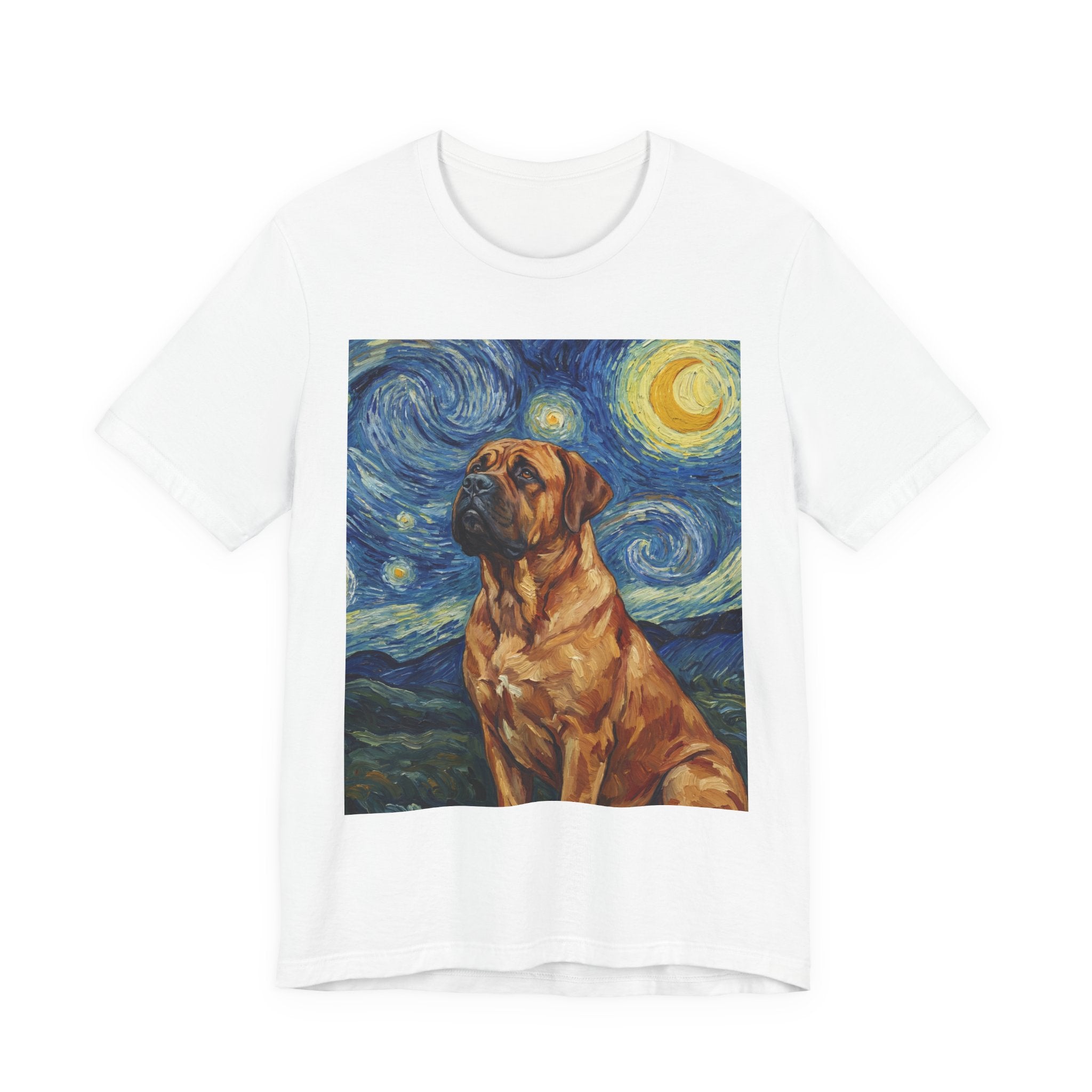 Van Gogh Style Mastiff T-Shirt — Starry Night Swirl Art Print