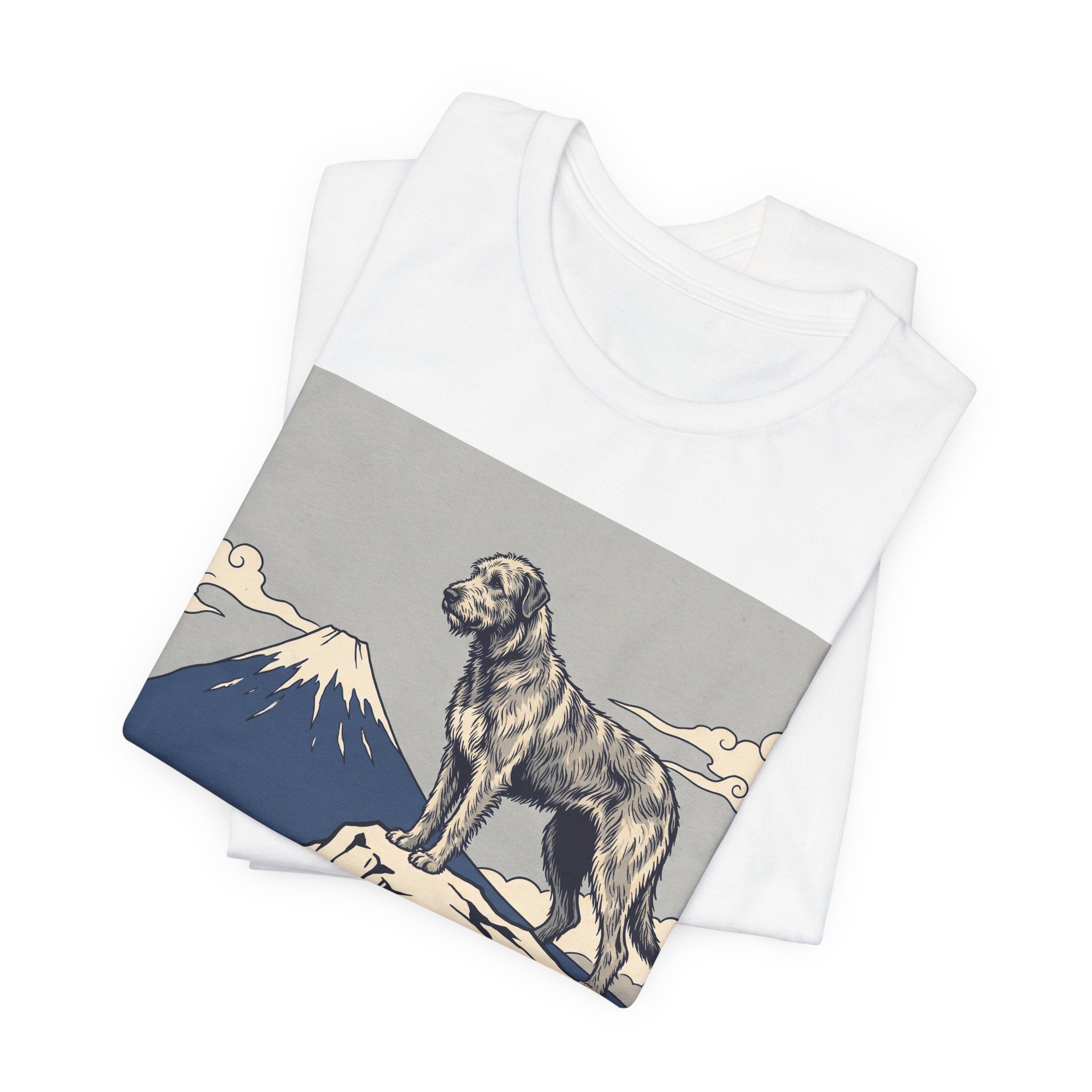 Hokusai Style Irish Wolfhound T-Shirt — Mountain Blue Clouds Art Print