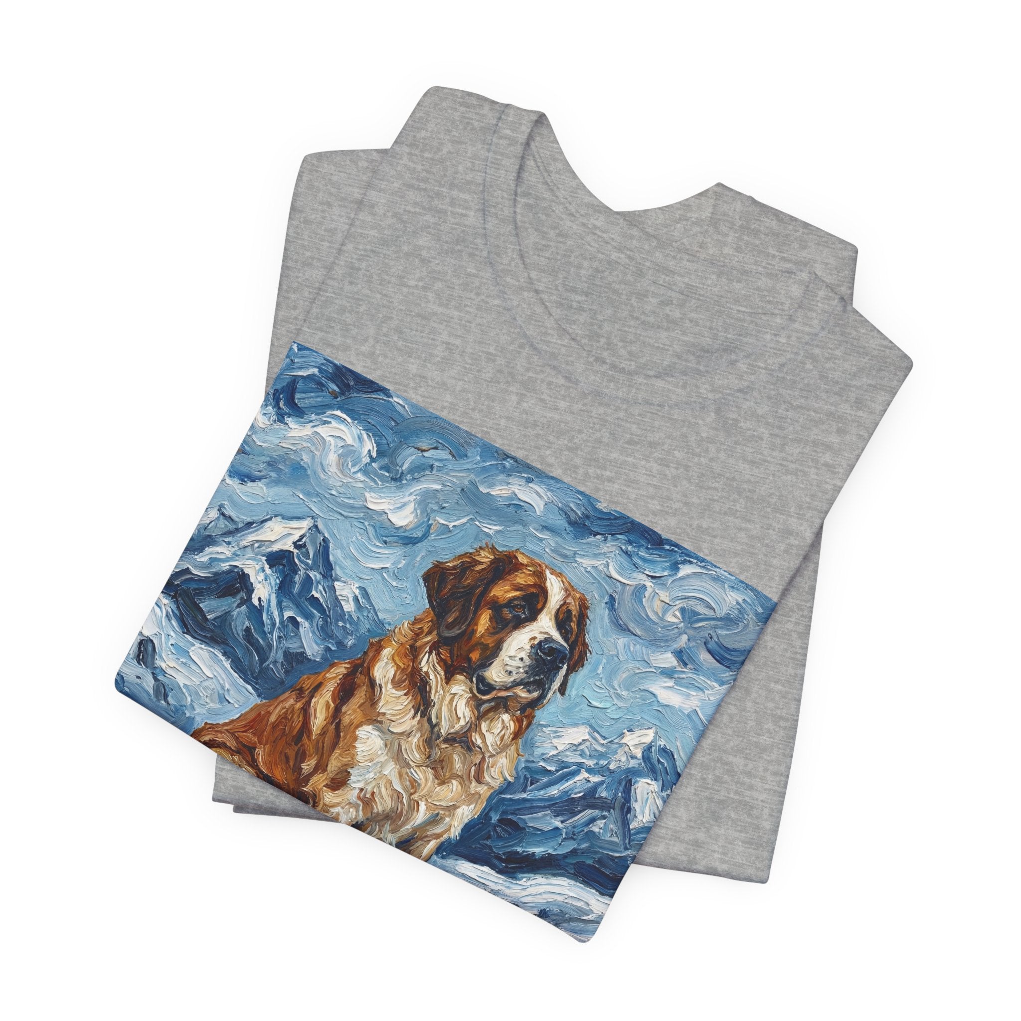 Van Gogh Style Saint Bernard T-Shirt — Alpine Snow Art Print