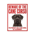 Beware of Cane Corso Sign – Bold Red Border Outdoor Vinyl Decal – side view