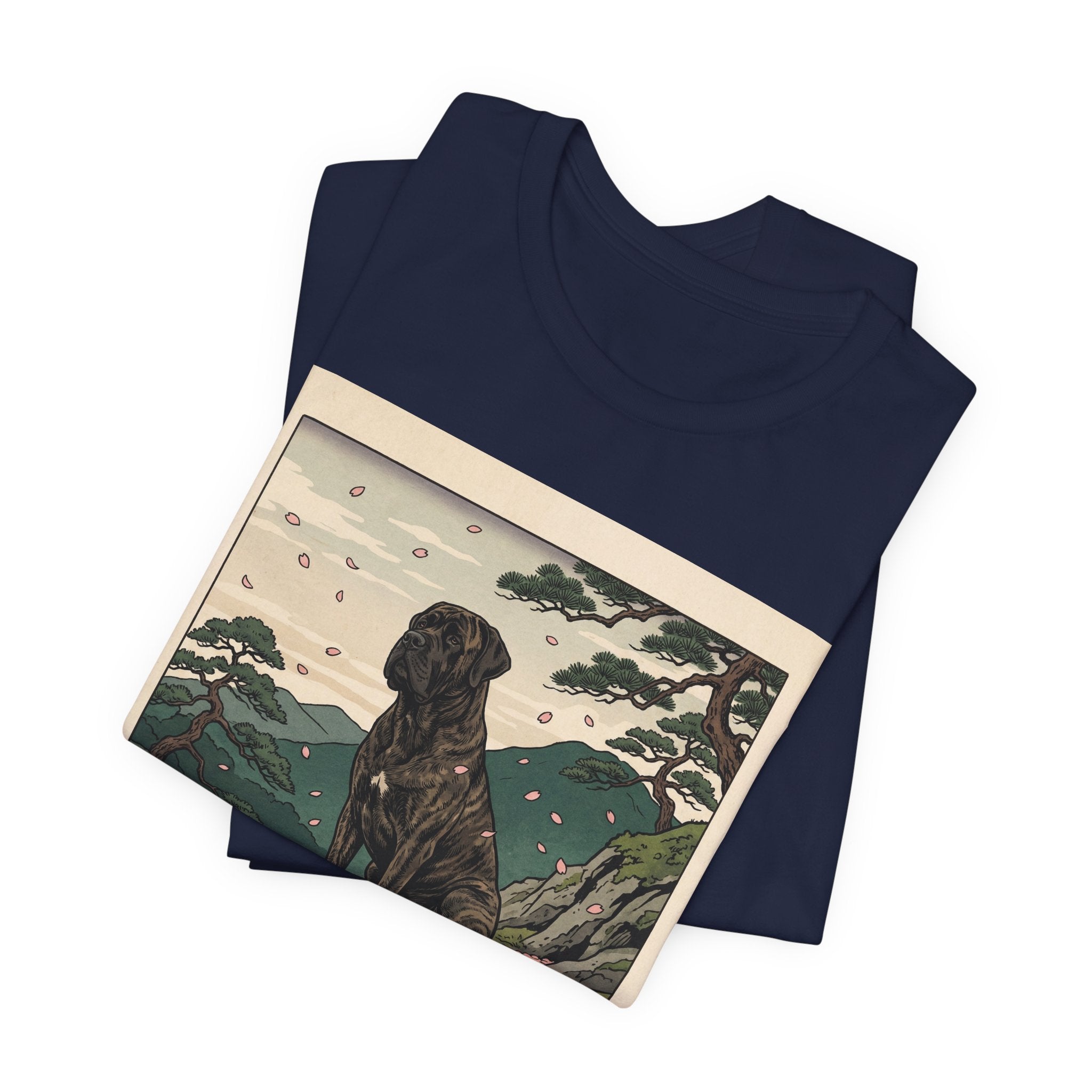 Hiroshige Style Cane Corso T-Shirt — Cherry Blossom Mountain Art Print