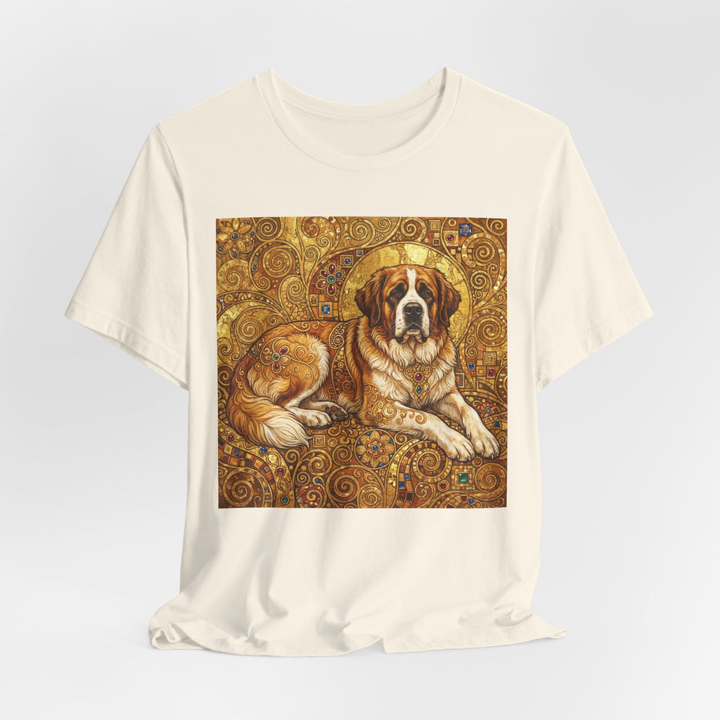 Klimt Style Saint Bernard T-Shirt — Gold Mosaic Art Print