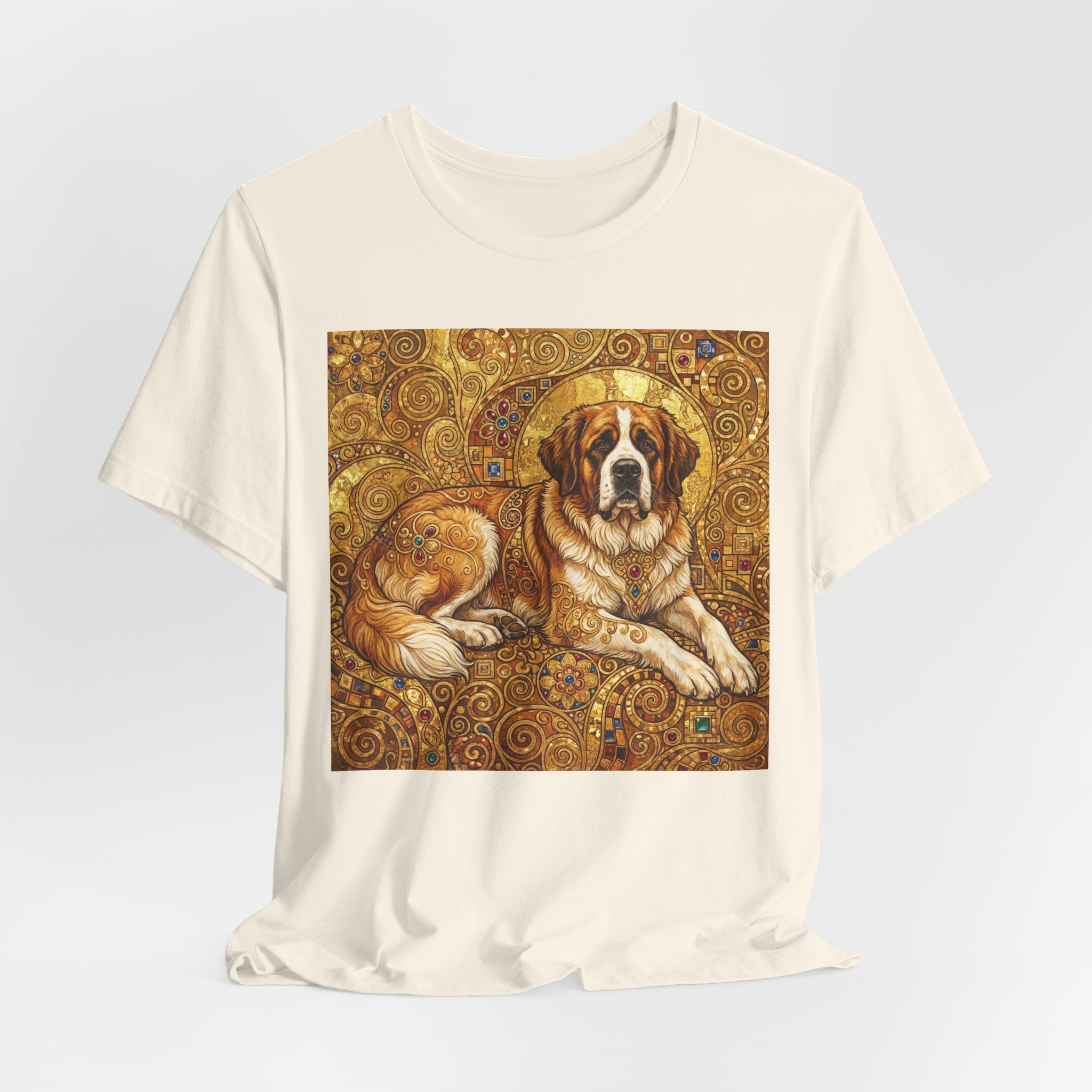 Klimt Style Saint Bernard T-Shirt — Gold Mosaic Art Print