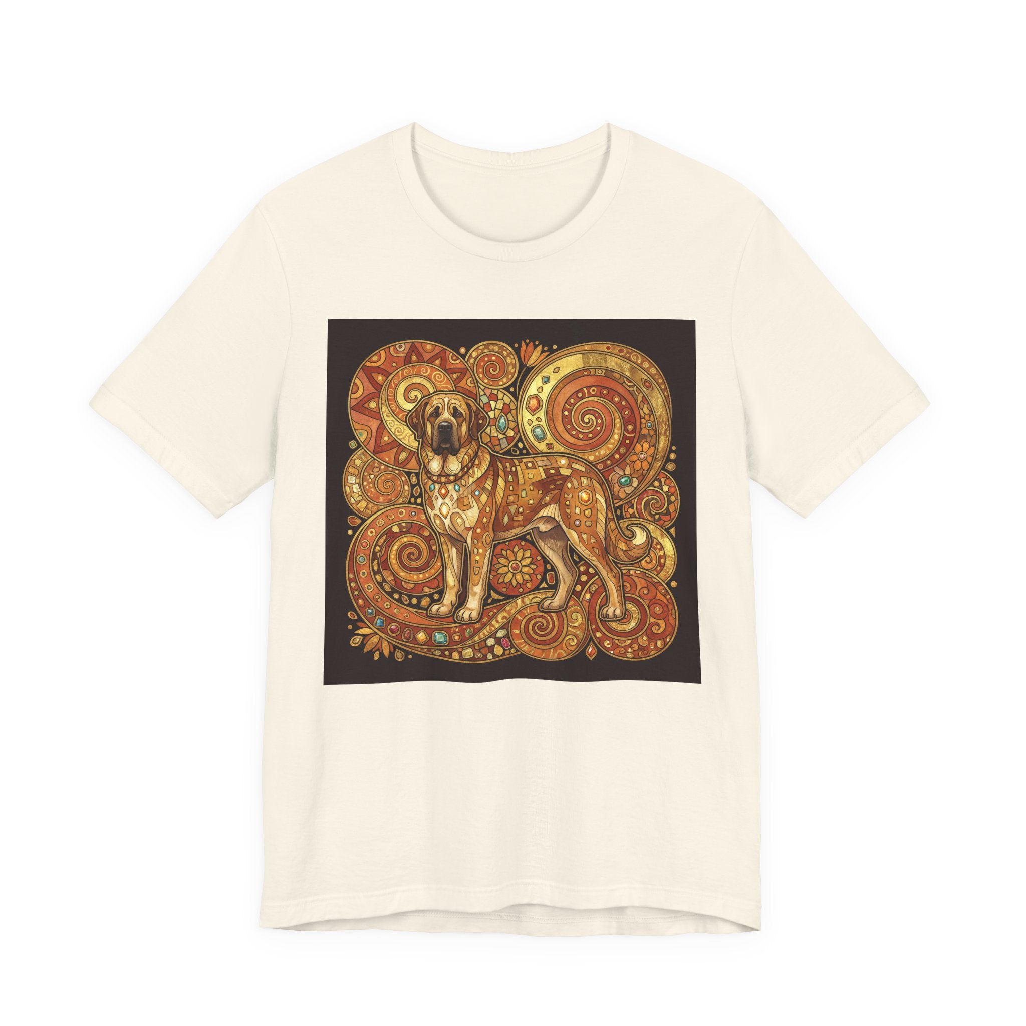 Klimt Style Spanish Mastiff T-Shirt — Gold Spiral Mosaic Art Print