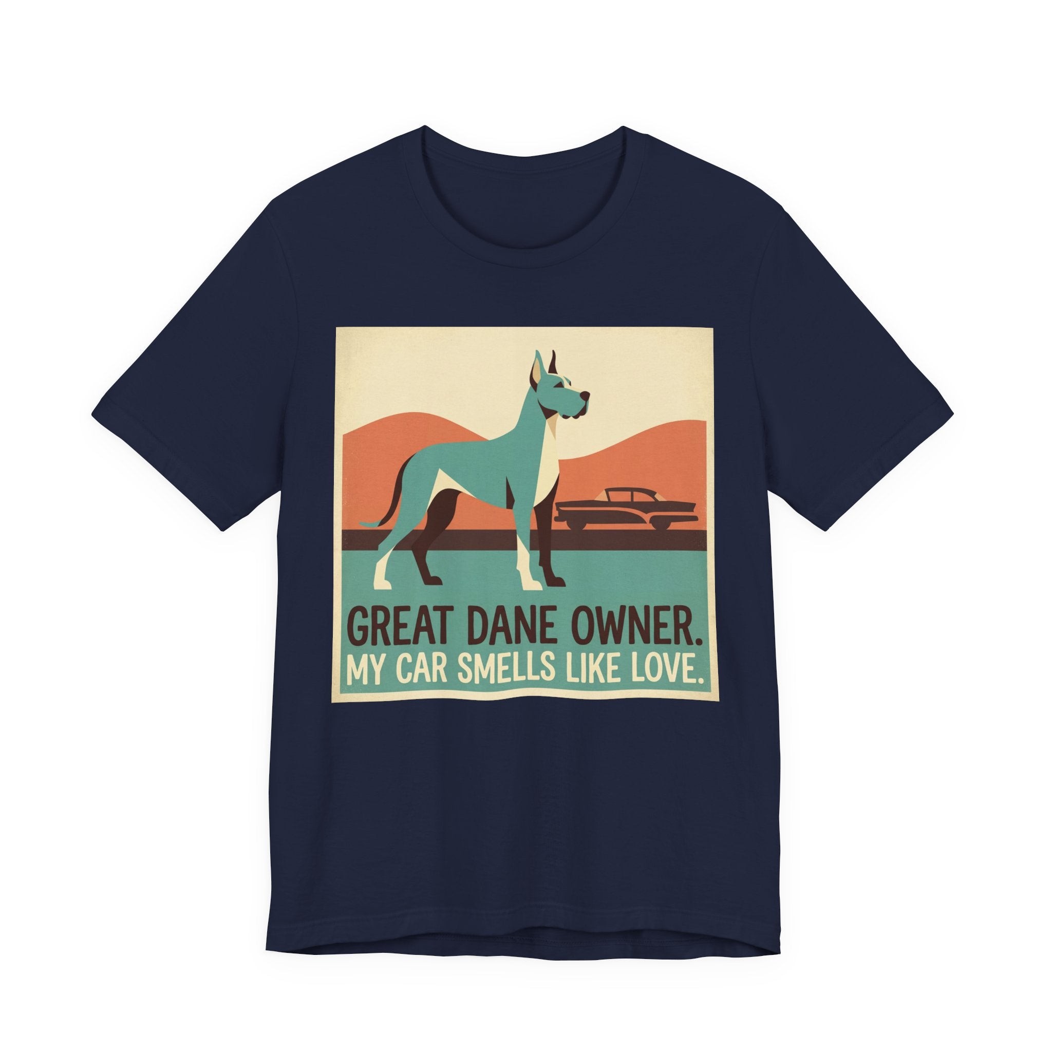 Great Dane Vintage Retro Art T-Shirt | Teal & Coral Mid-Century