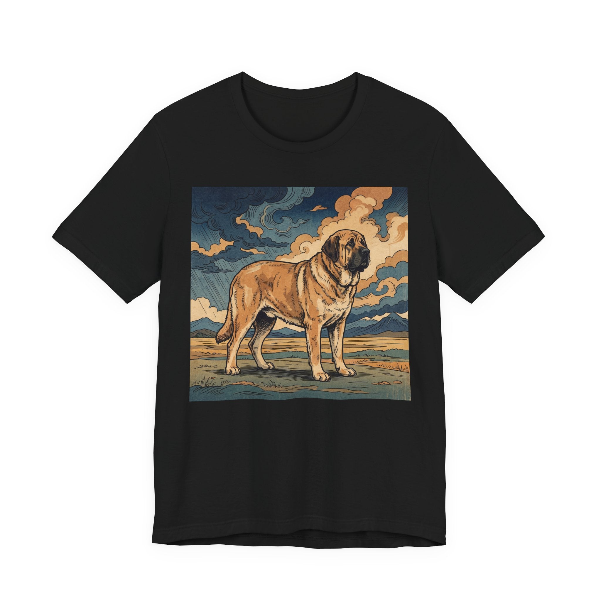 Hiroshige Style Spanish Mastiff T-Shirt — Stormy Plains Vista Art Print