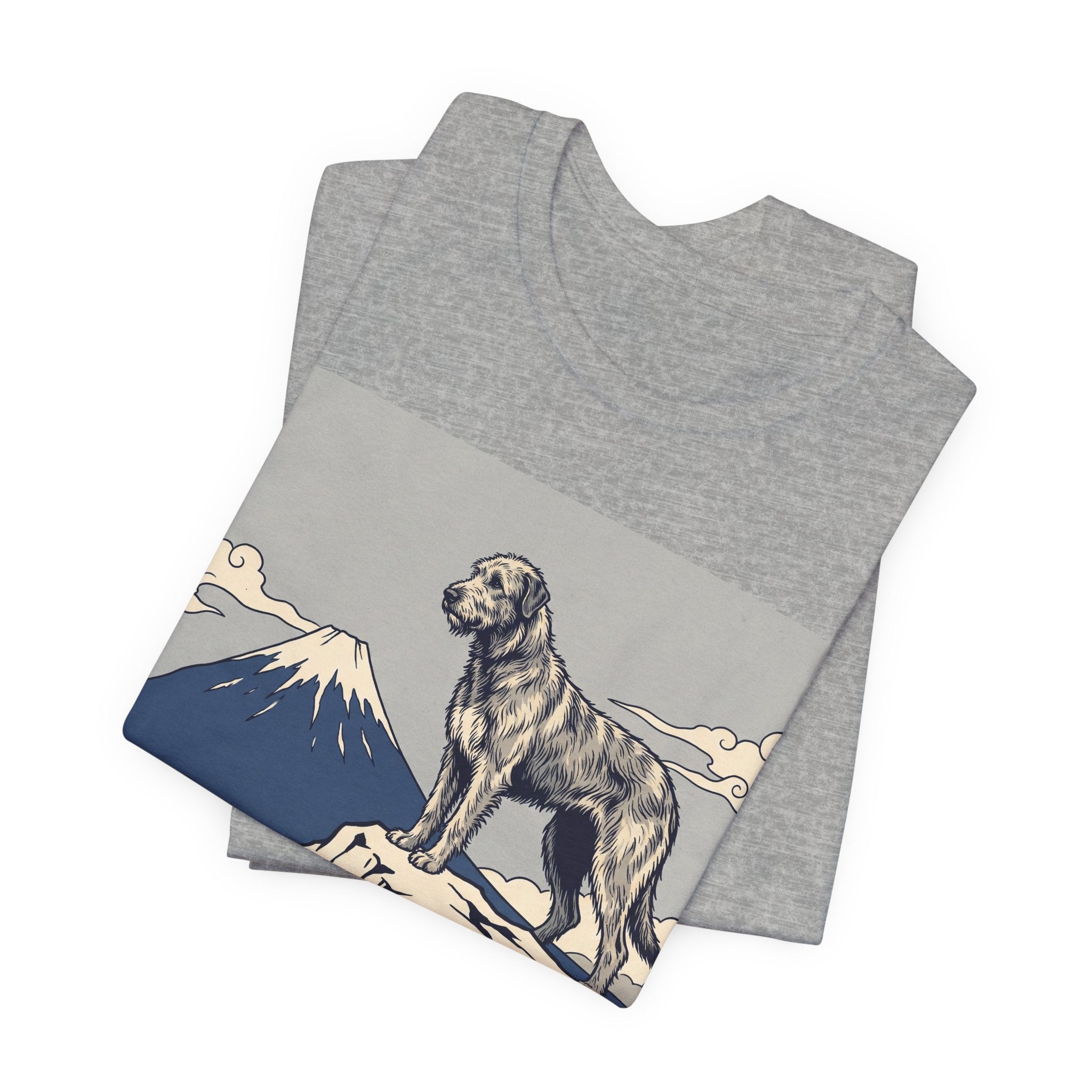 Hokusai Style Irish Wolfhound T-Shirt — Mountain Blue Clouds Art Print