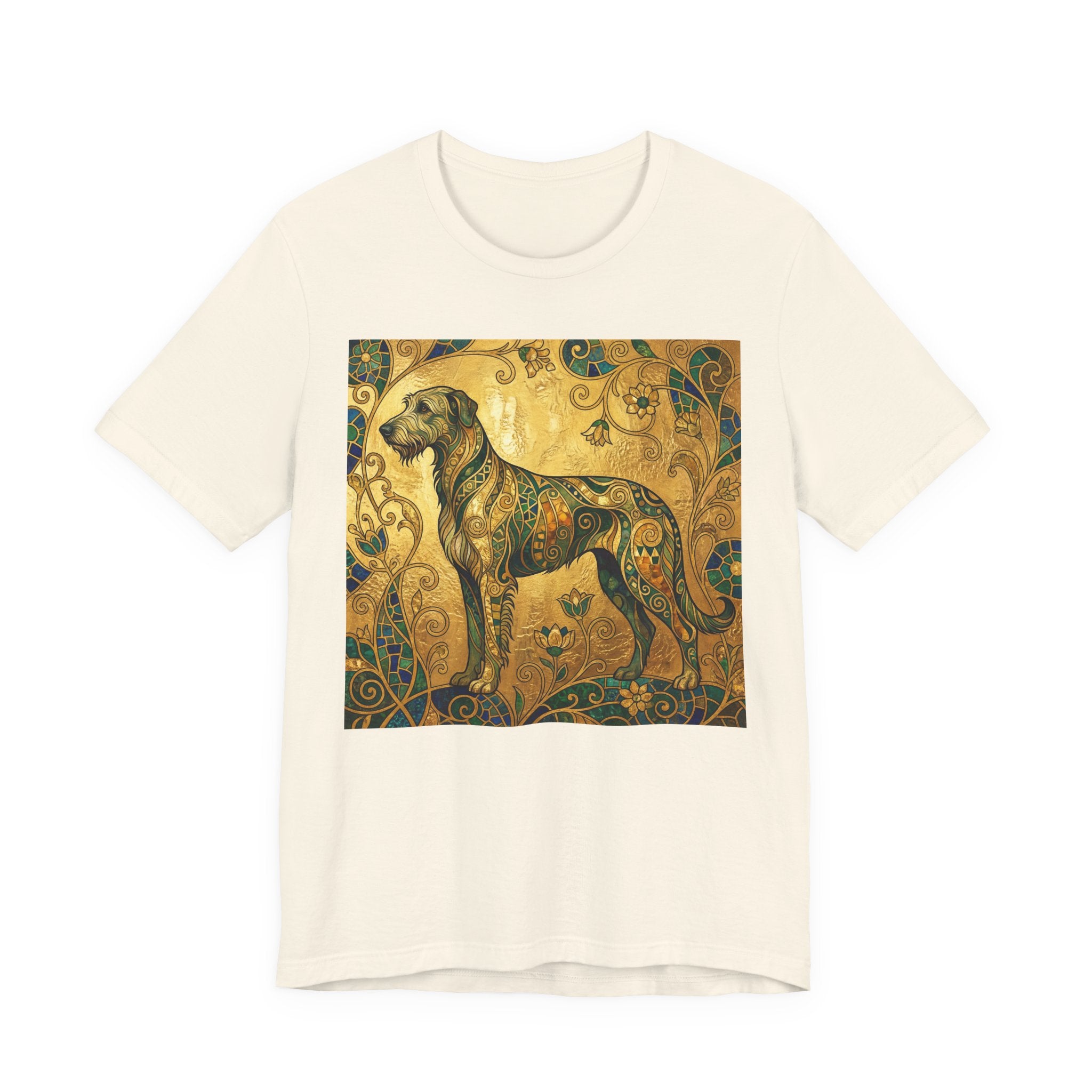 Klimt Style Irish Wolfhound T-Shirt — Gold Mosaic Ornamental Art Print