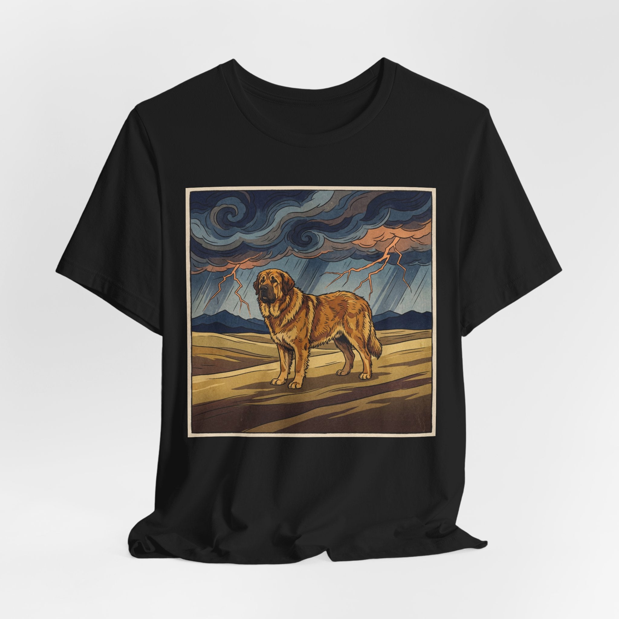 Woodblock Print Mastiff T-Shirt — Storm Lightning Drama Art Print
