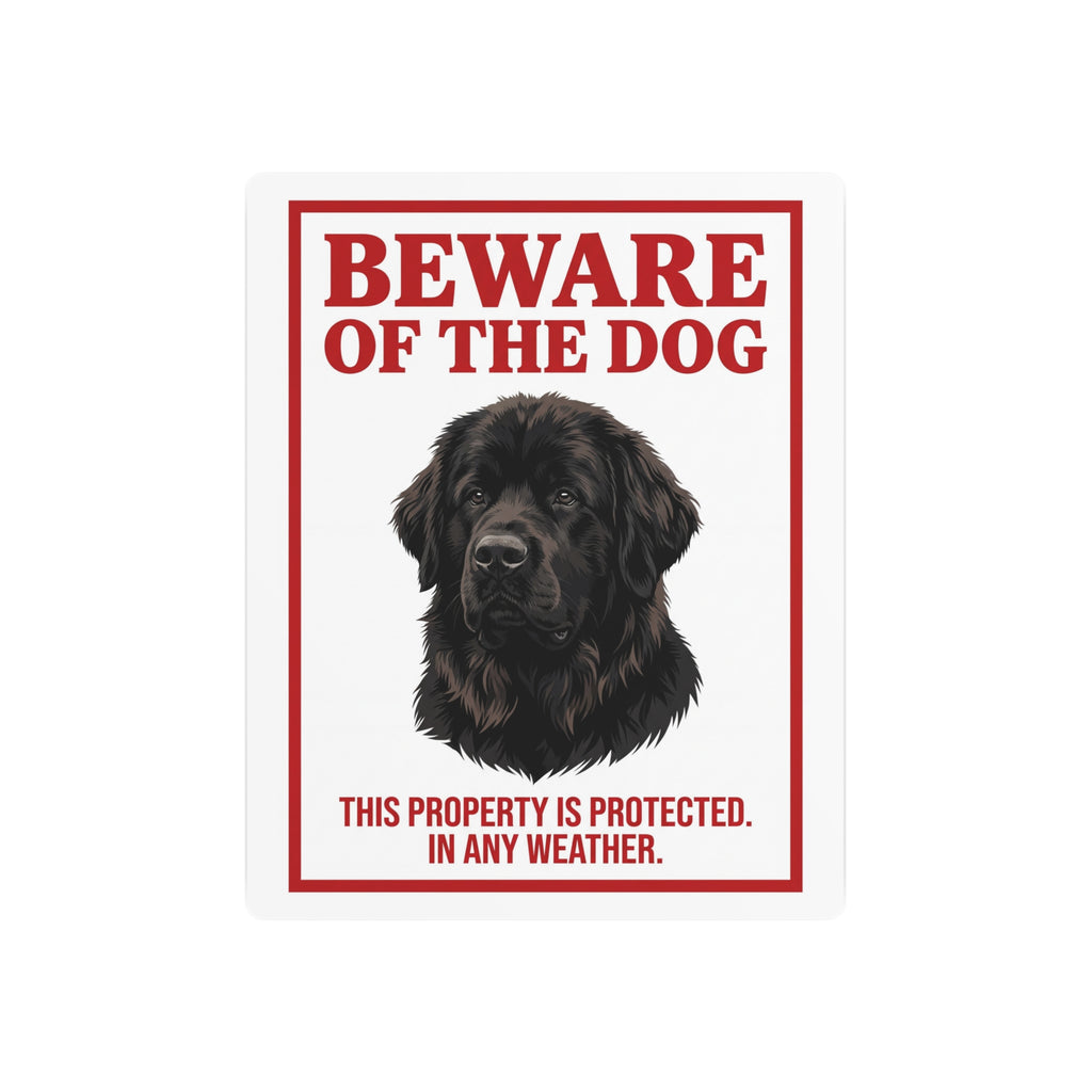 Beware of Newfoundland Metal Sign – Black Portrait Aluminum Wall Sign