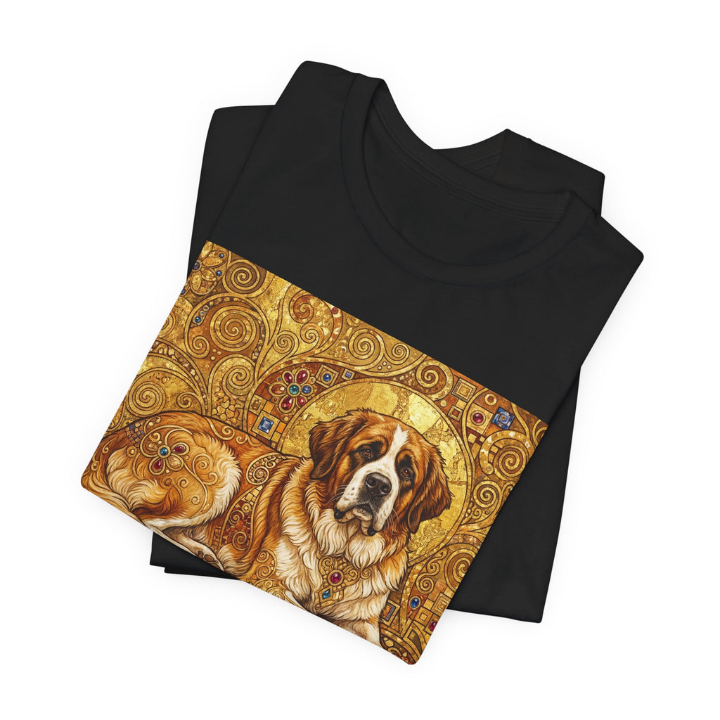 Klimt Style Saint Bernard T-Shirt — Gold Mosaic Art Print