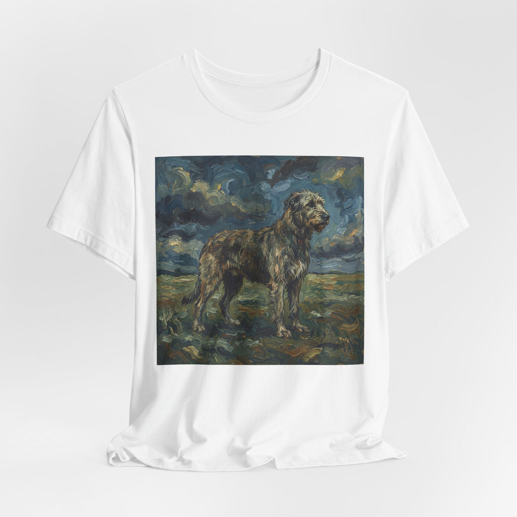 Van Gogh Style Irish Wolfhound T-Shirt — Stormy Moorland Art Print