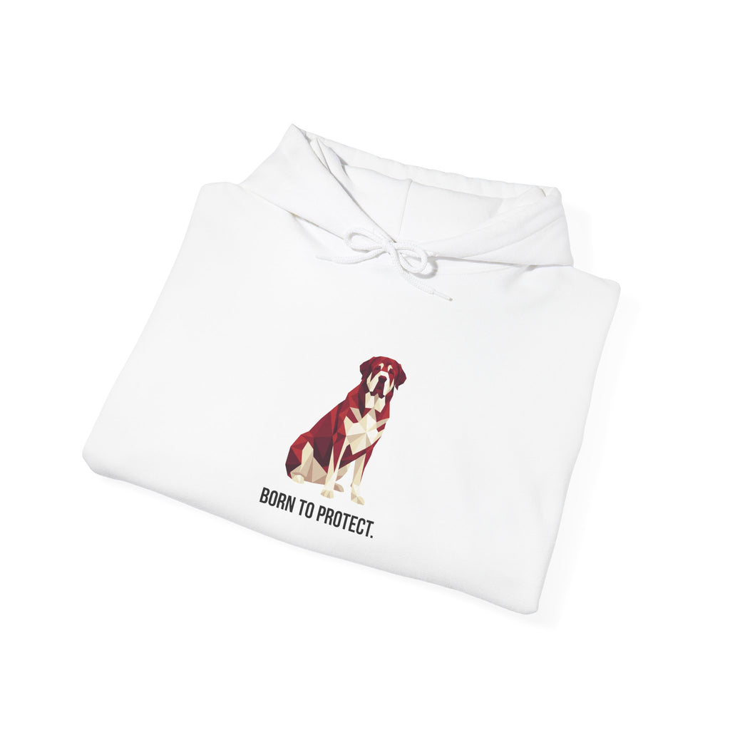 Saint Bernard Low Poly Hoodie — Deep Crimson Geometric Art Print
