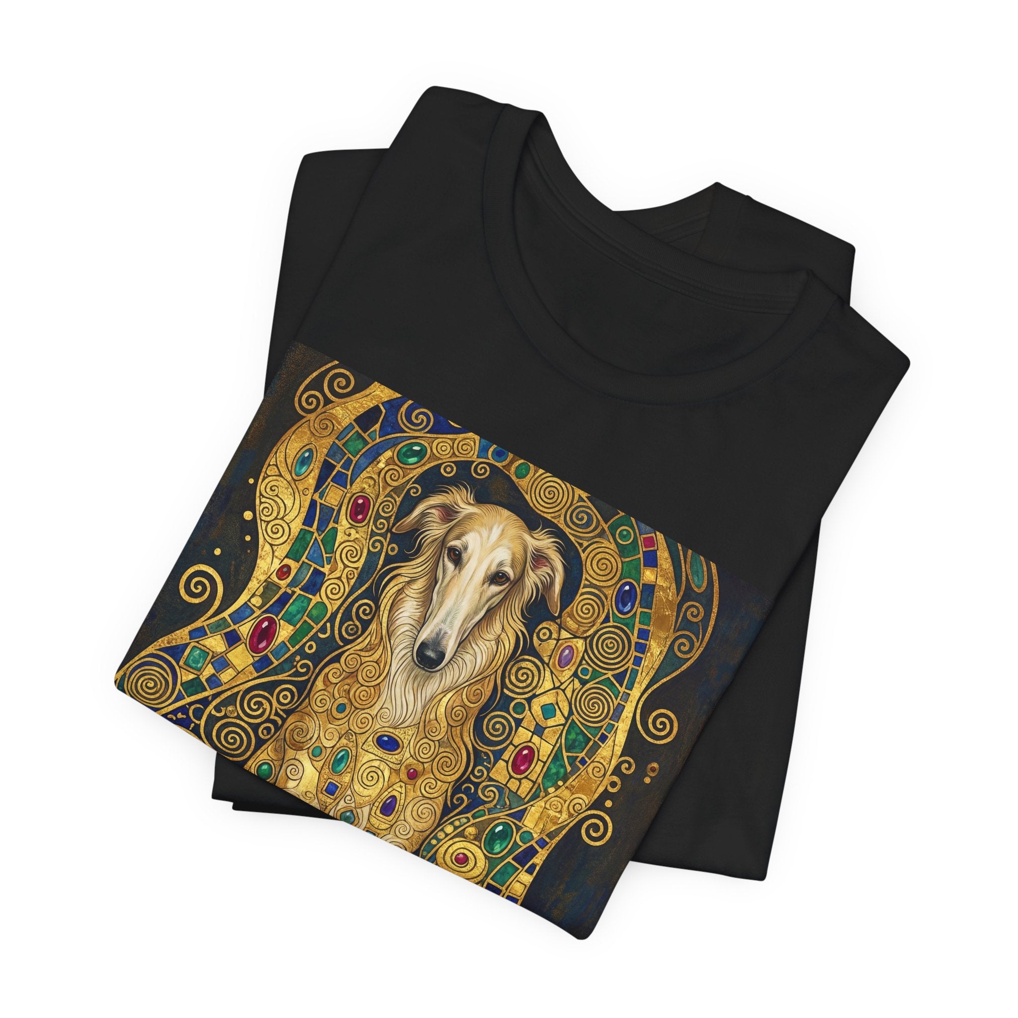 Klimt Style Irish Wolfhound T-Shirt — Gold Mosaic Art Print