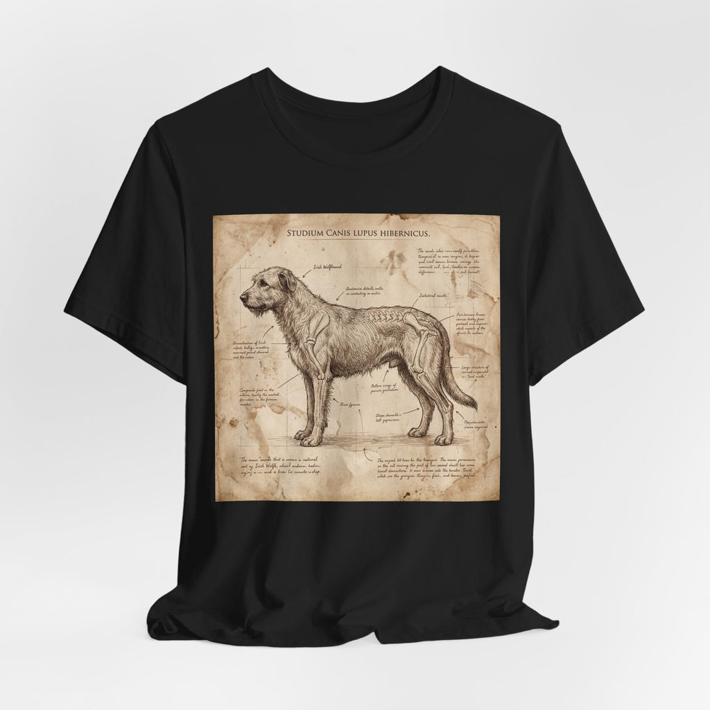 Da Vinci Study Irish Wolfhound T-Shirt — Aged Parchment Art Print