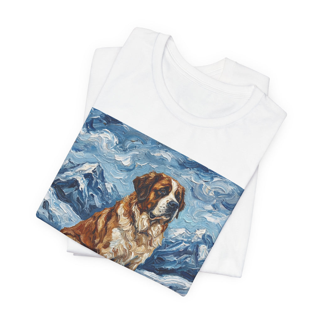 Van Gogh Style Saint Bernard T-Shirt — Alpine Snow Art Print