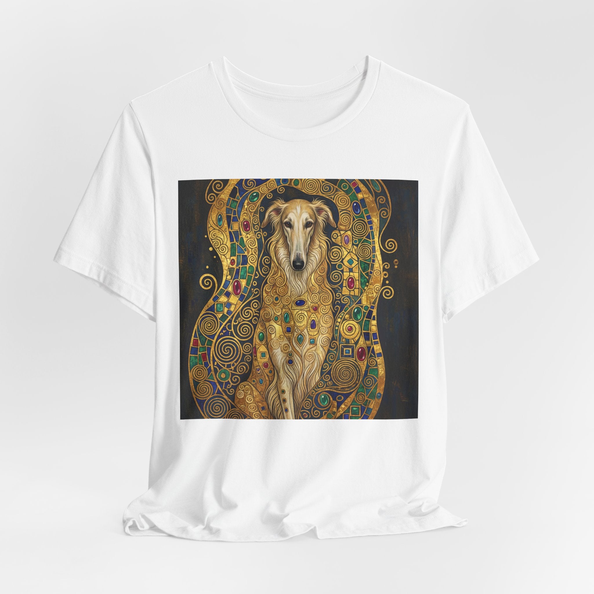 Klimt Style Irish Wolfhound T-Shirt — Gold Mosaic Art Print