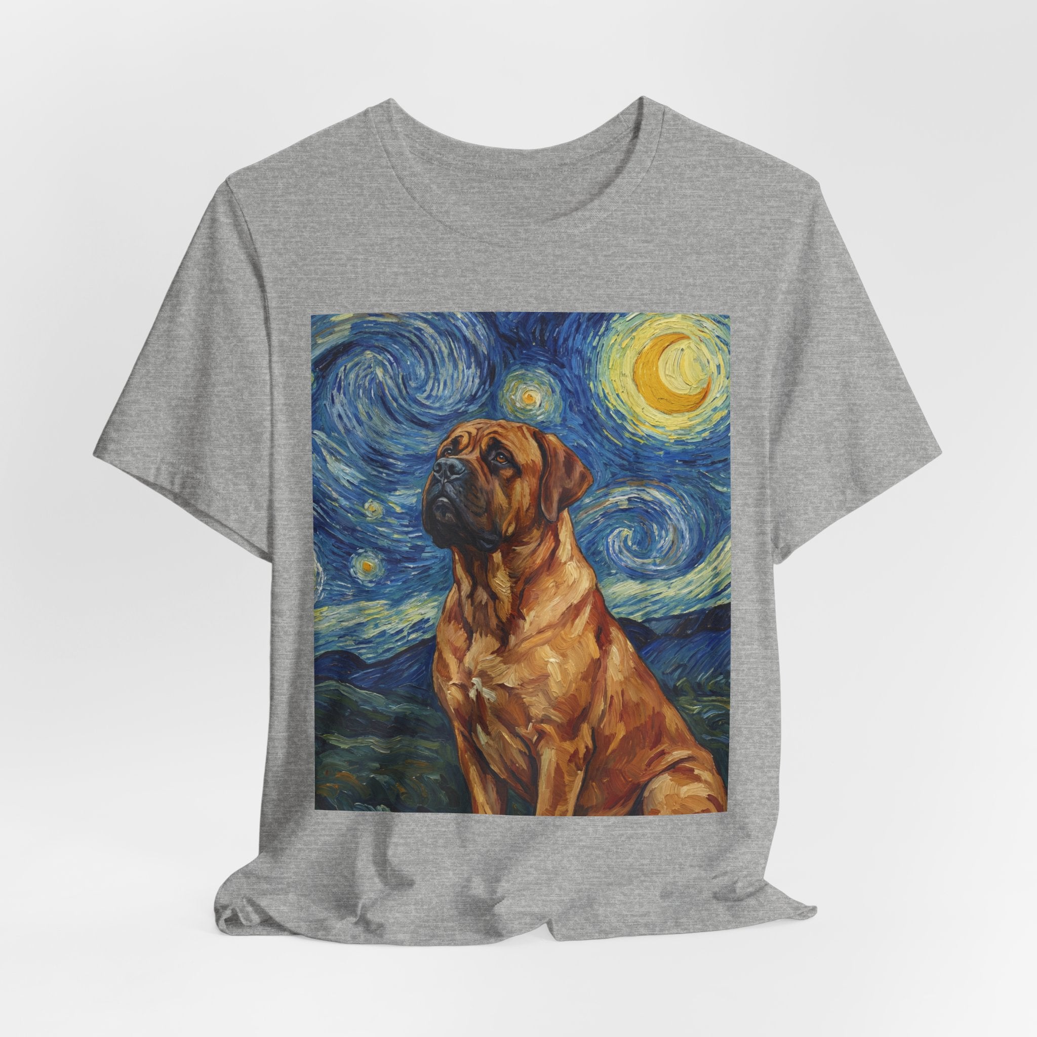 Van Gogh Style Mastiff T-Shirt — Starry Night Swirl Art Print