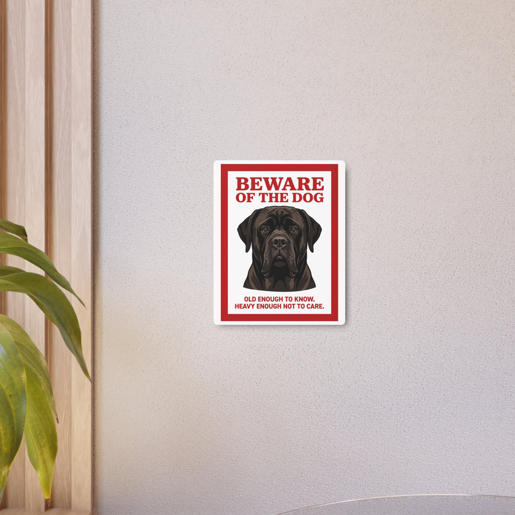 Beware of Cane Corso Metal Sign – Red Border Portrait Aluminum Wall Sign – alternate view