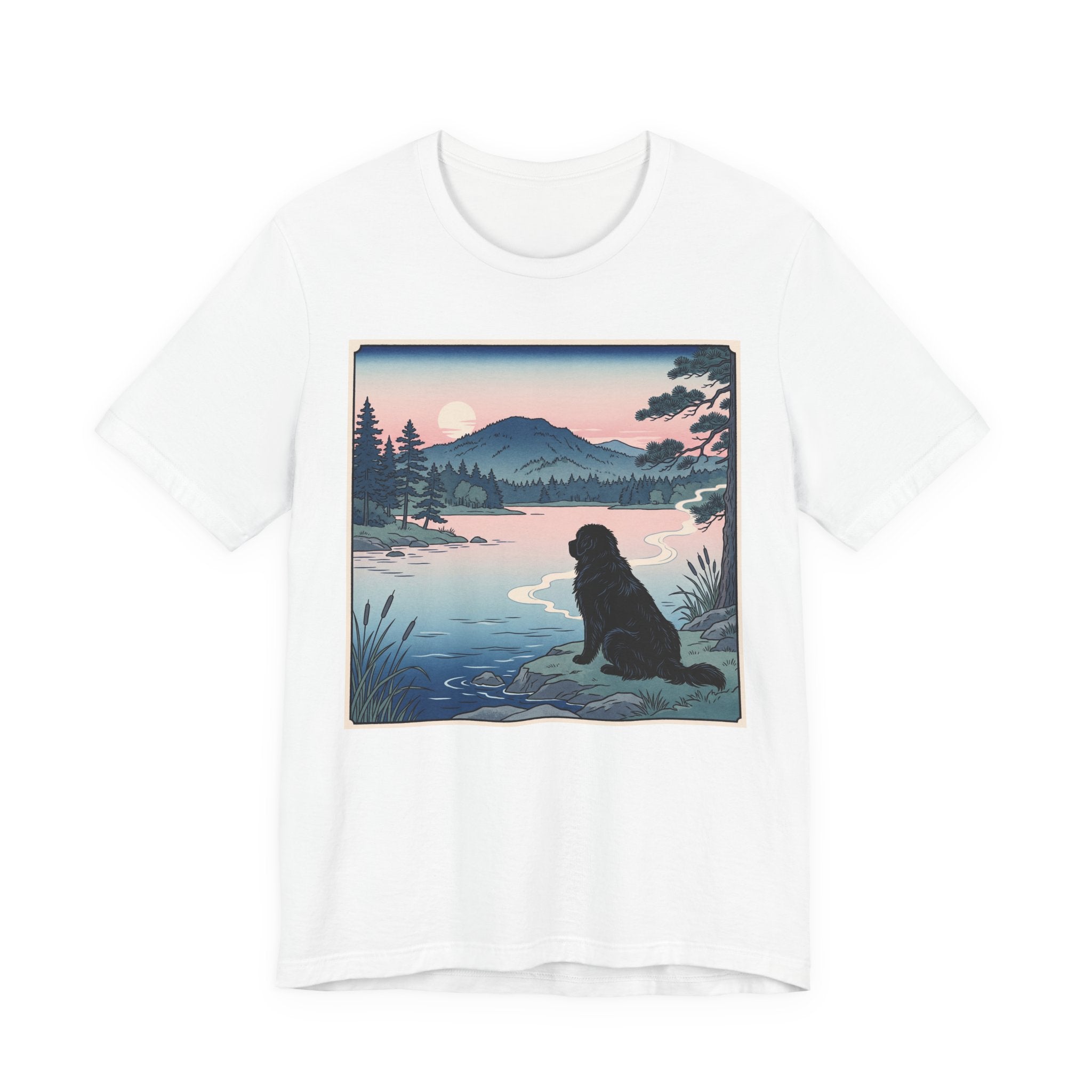 Hiroshige Style Newfoundland T-Shirt — Lakeside Dusk Art Print