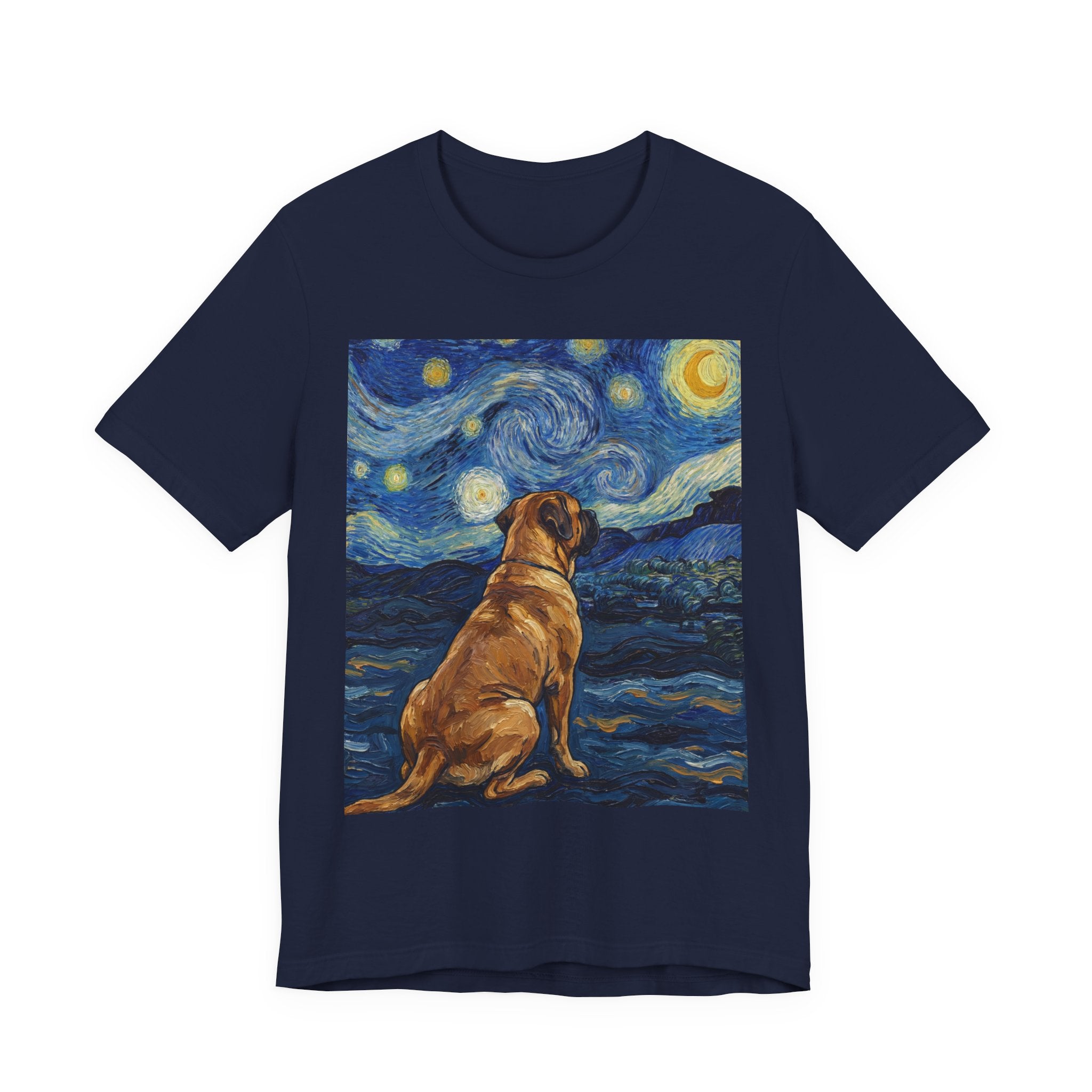 Van Gogh Style Mastiff T-Shirt — Starry Night Gaze Art Print