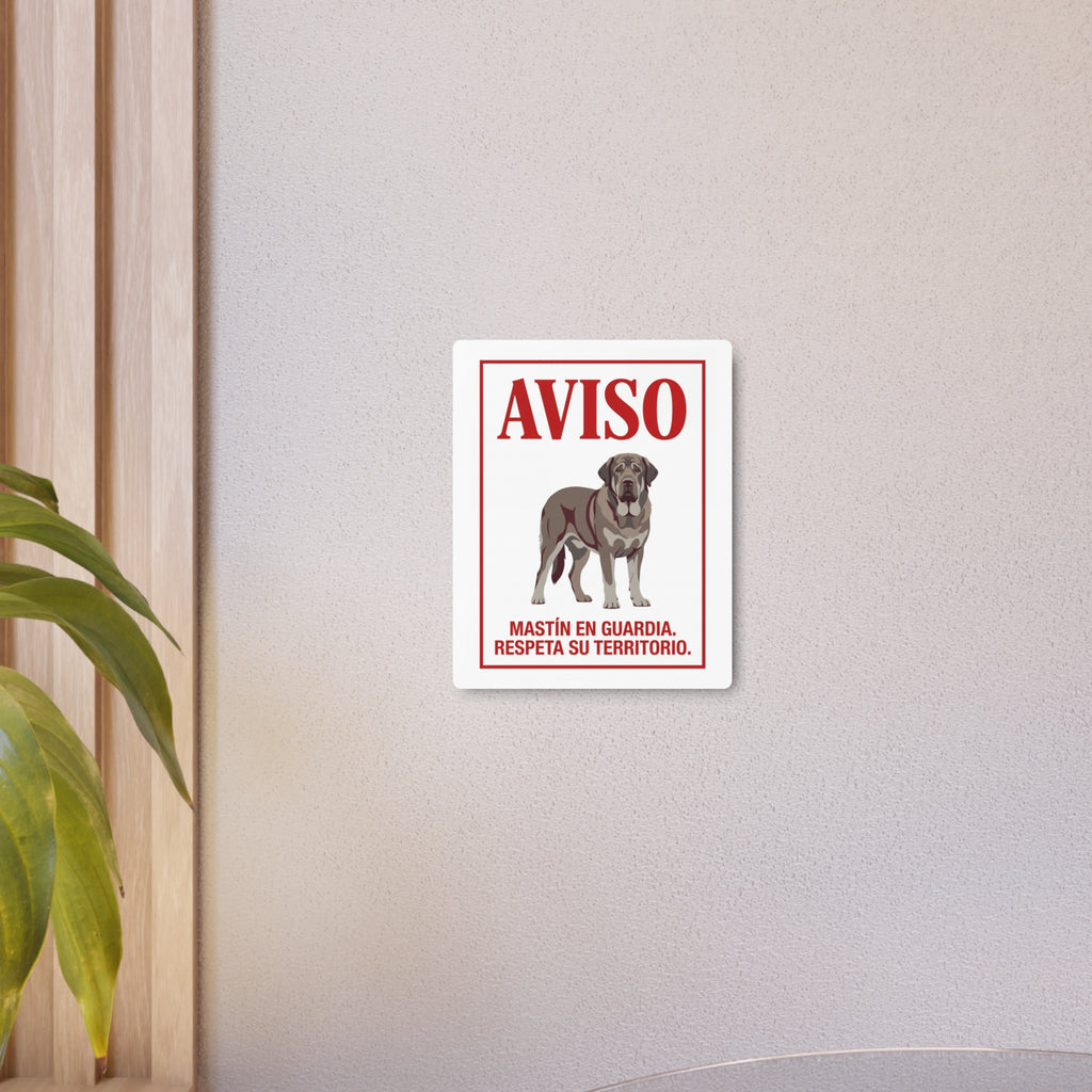 Beware of Spanish Mastiff Metal Sign – Full Body Alert Aluminum Wall Sign – alternate view