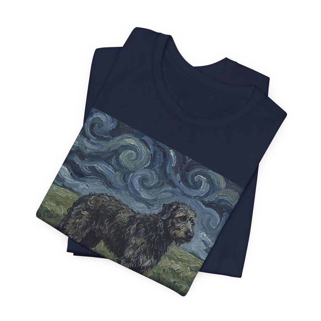 Van Gogh Style Irish Wolfhound T-Shirt — Swirling Storm Field Art Print