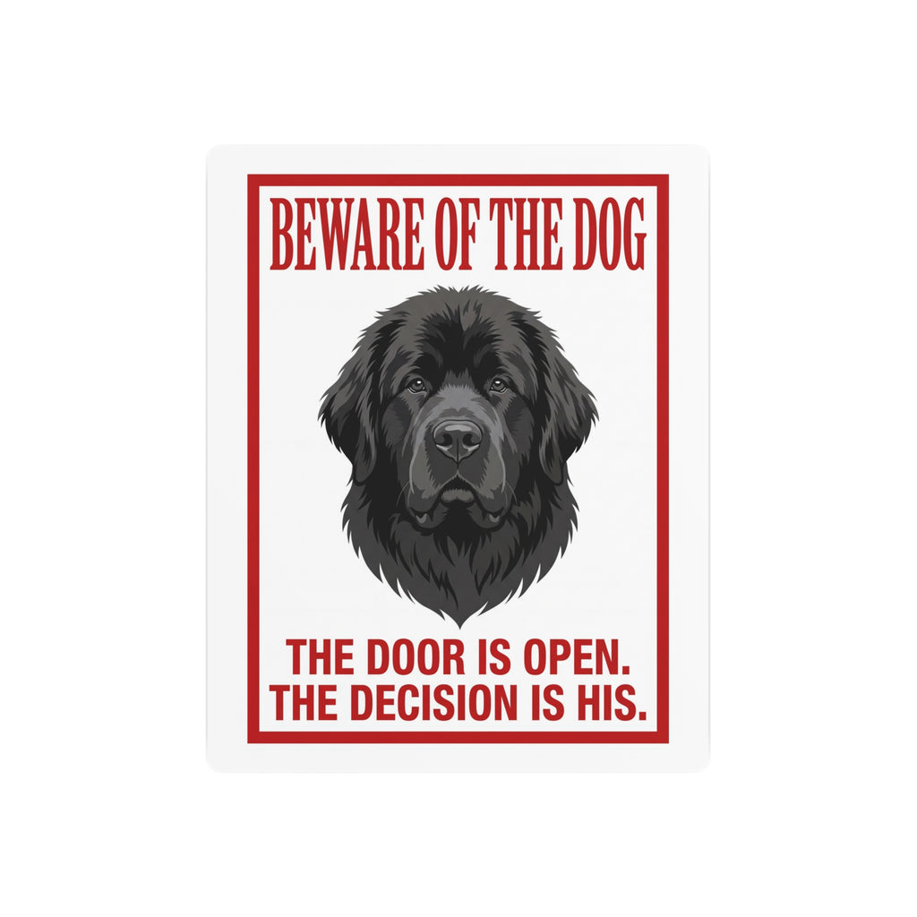 Beware of Newfoundland Metal Sign – Black Portrait Aluminum Wall Sign