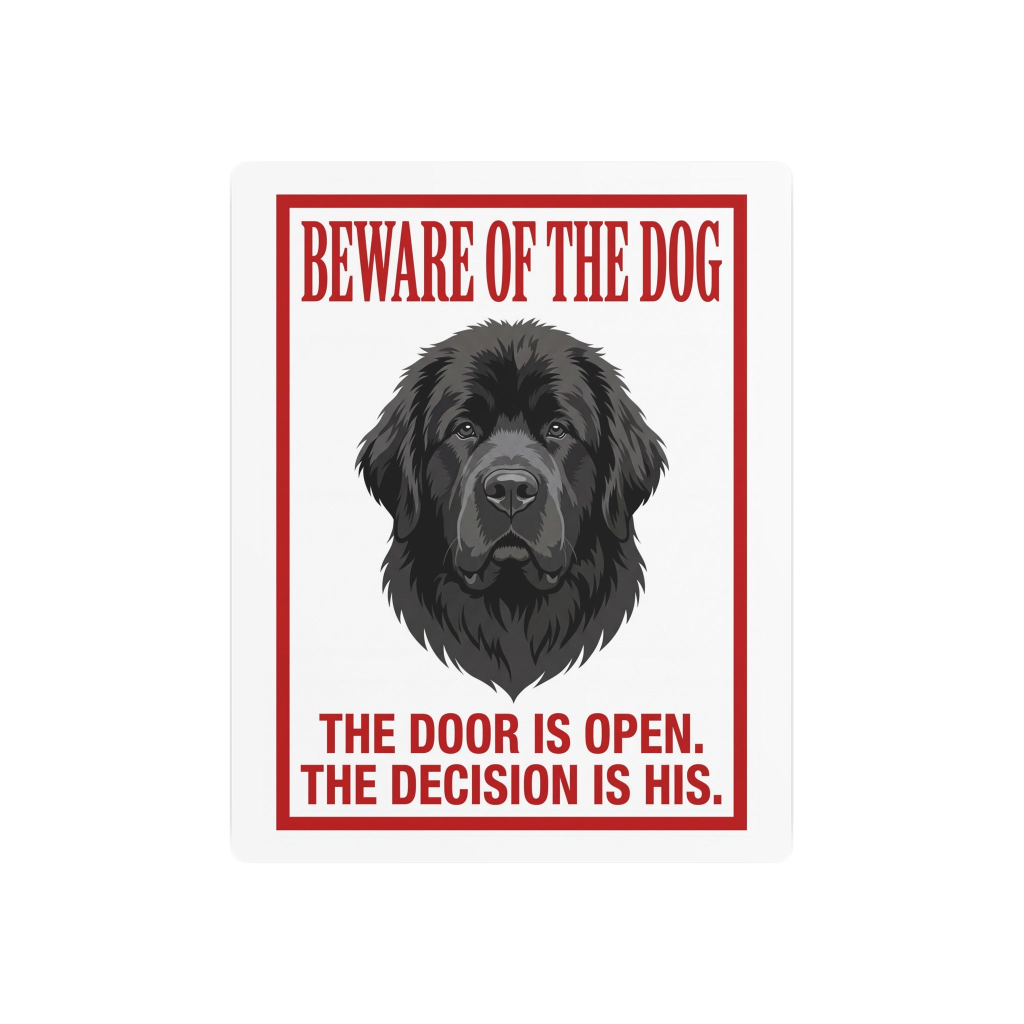 Beware of Newfoundland Metal Sign – Black Portrait Aluminum Wall Sign
