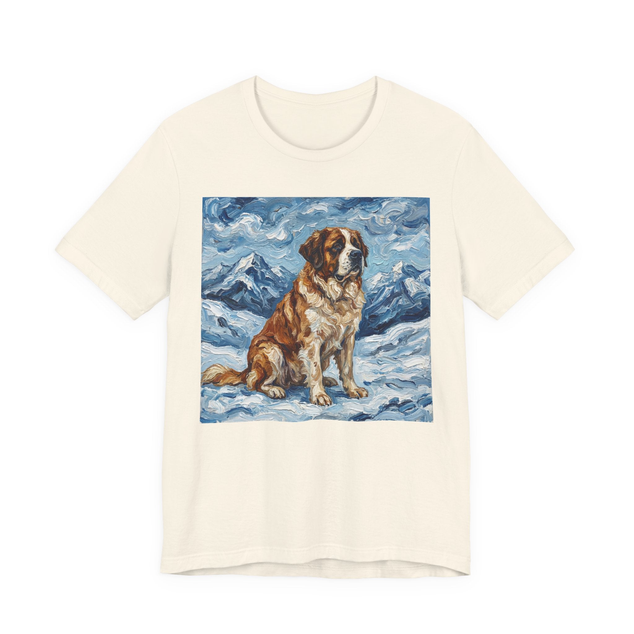 Van Gogh Style Saint Bernard T-Shirt — Alpine Snow Art Print