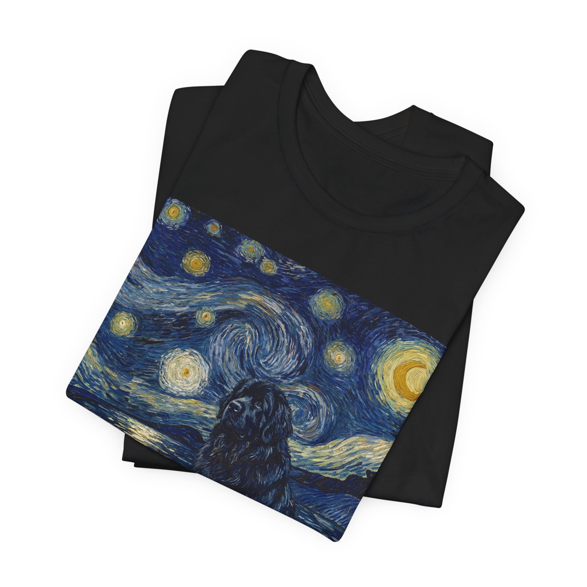 Van Gogh Style Newfoundland T-Shirt — Moonlit Seascape Art Print