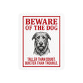 Beware of Irish Wolfhound Metal Sign – Wiry Portrait Aluminum Wall Sign – side view