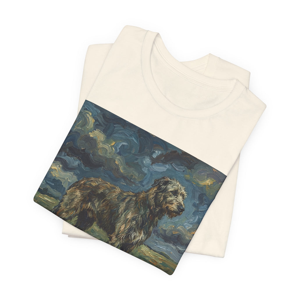Van Gogh Style Irish Wolfhound T-Shirt — Stormy Moorland Art Print