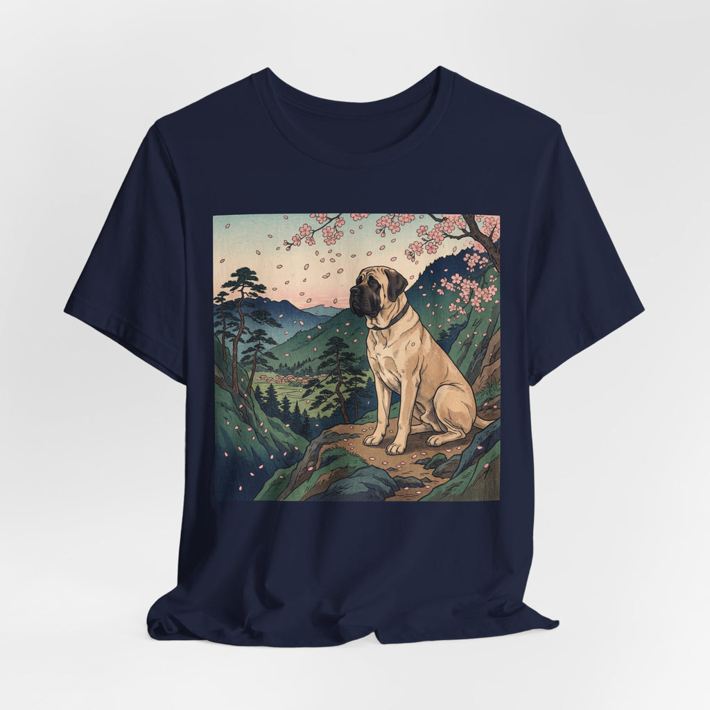 Ukiyo-e Mastiff T-Shirt — Cherry Blossom Overlook Art Print