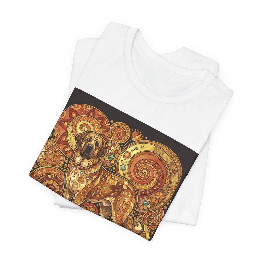 Klimt Style Spanish Mastiff T-Shirt — Gold Spiral Mosaic Art Print